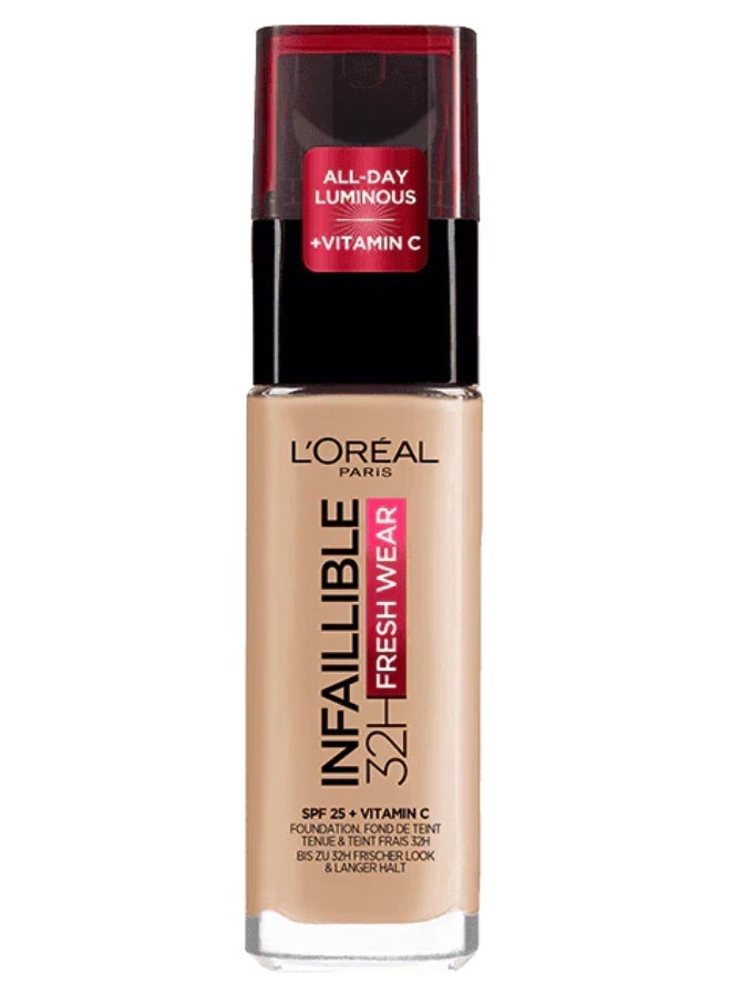 L'OREAL PARIS Infaillible 32H Fresh Wear Foundation 140 Golden Beige - SPF 25 + Vitamin C​ - Image 1